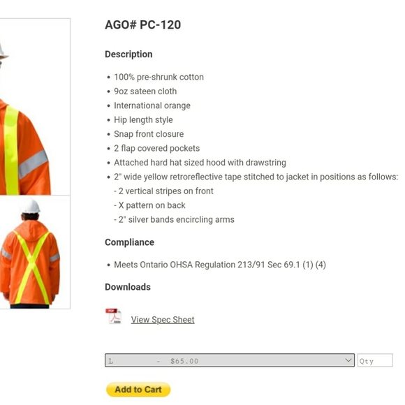 High Visibility Safety Jacket, Button-Up with Hood - Picture 15 of 15